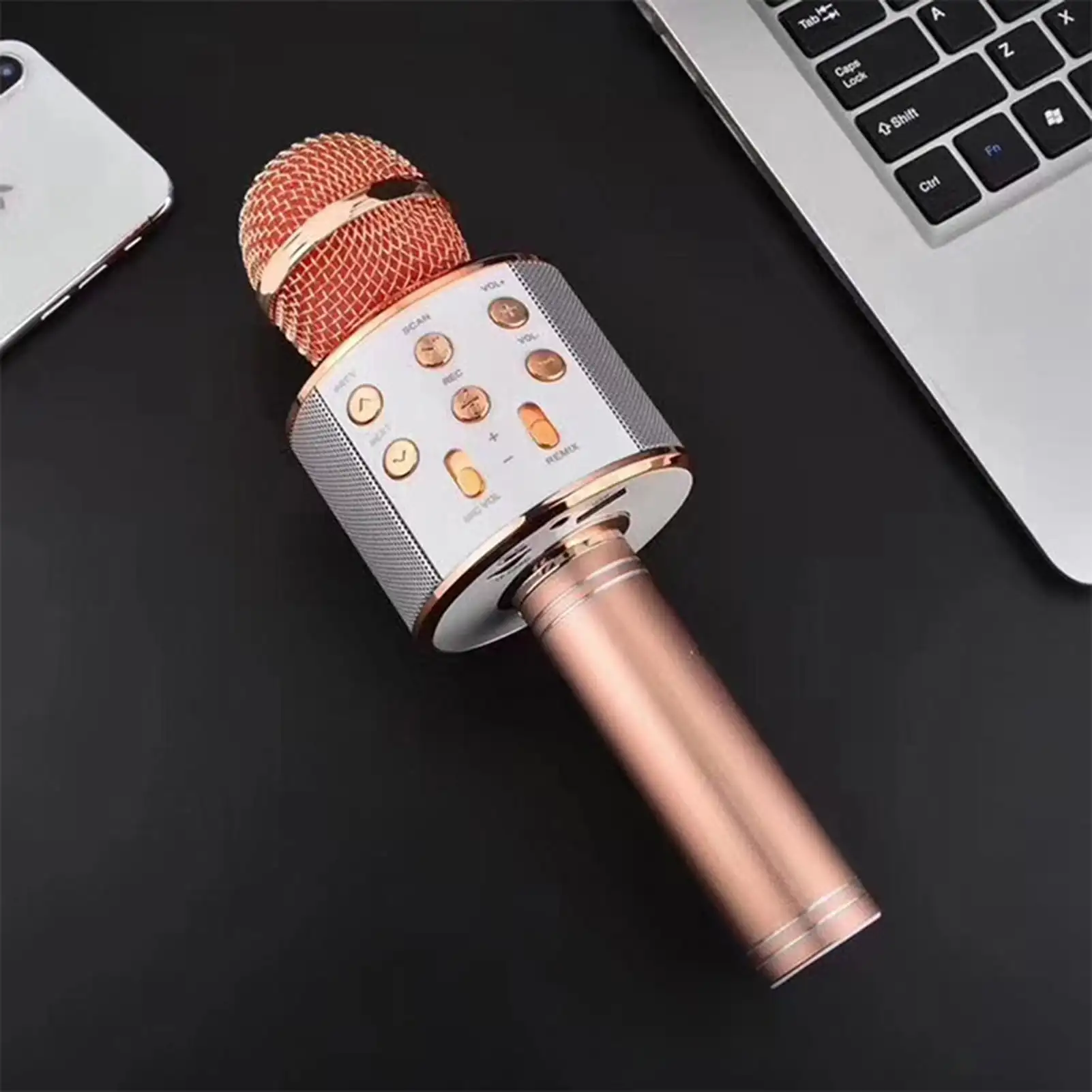 Wireless Microphone Bluetooth Speaker Capacitive Noise Reduction ABS Sound Change Mic for Home KTV Children Gift