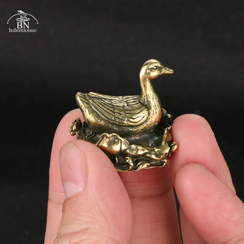Retro Brass Duck Statue Desktop Small Ornaments Animal Miniature Figurines Home Decorations Crafts Collections