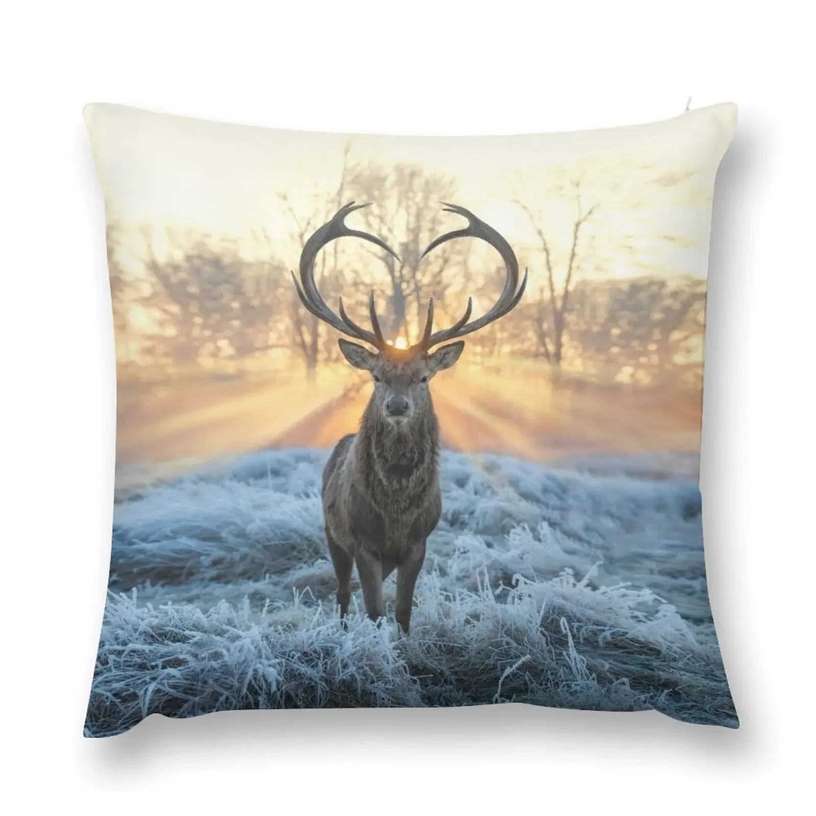 Valentines Stag, Love you deer with Heart antlers Throw Pillow Custom Cushion Cushion Cover pillow