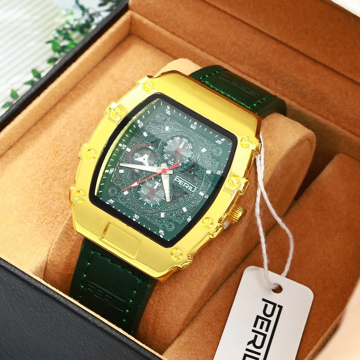 New Fashion Luxury Man Tonneau Hollow Leather Watch Men Business Quartz Watches Students Sports Wrist Watches Gifts Reloj Hombre