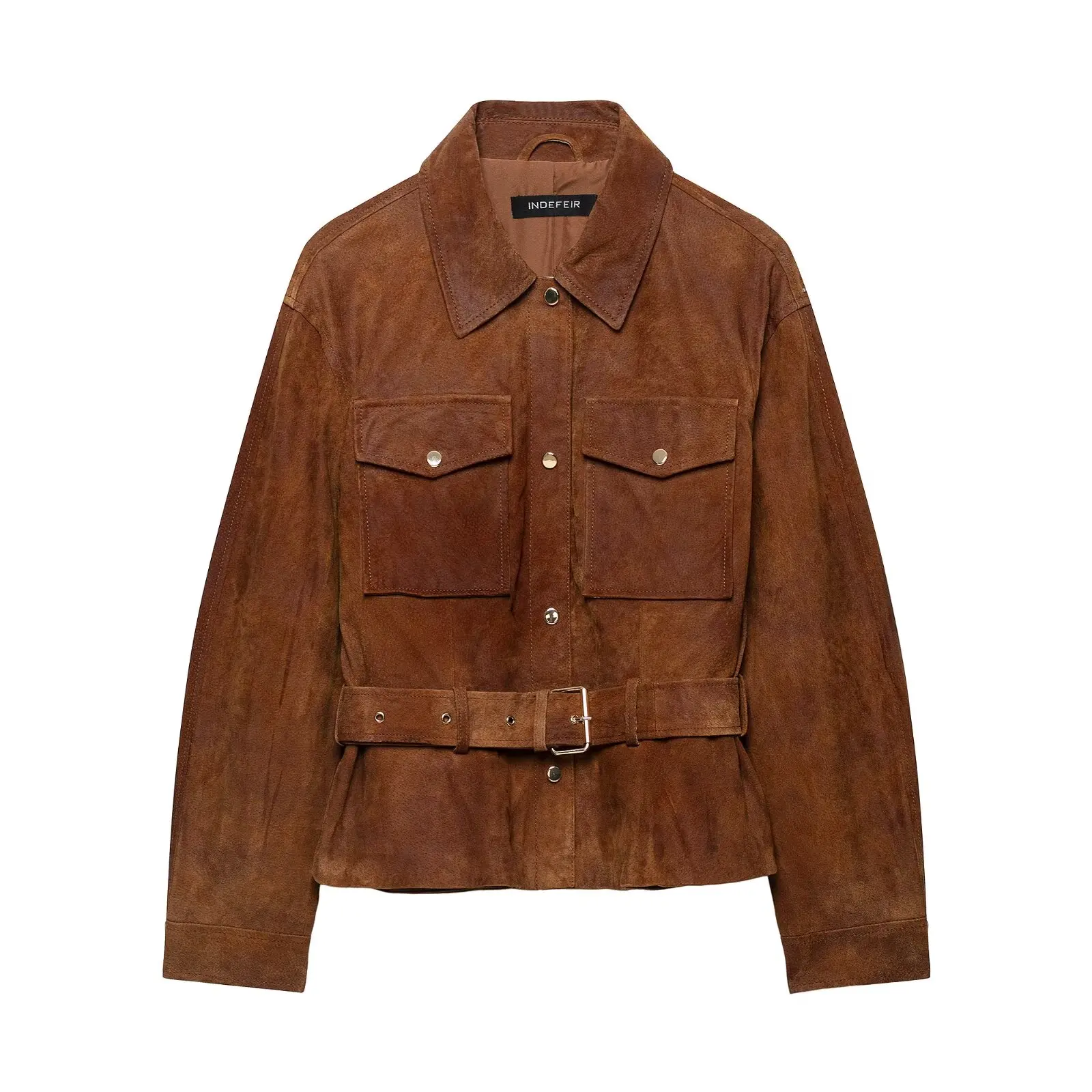 Willshela Women Fashion With Pockets Solid PU Single Breasted Jackets Vintage Lapel Neck Long Sleeves Female Chic Lady Outfits