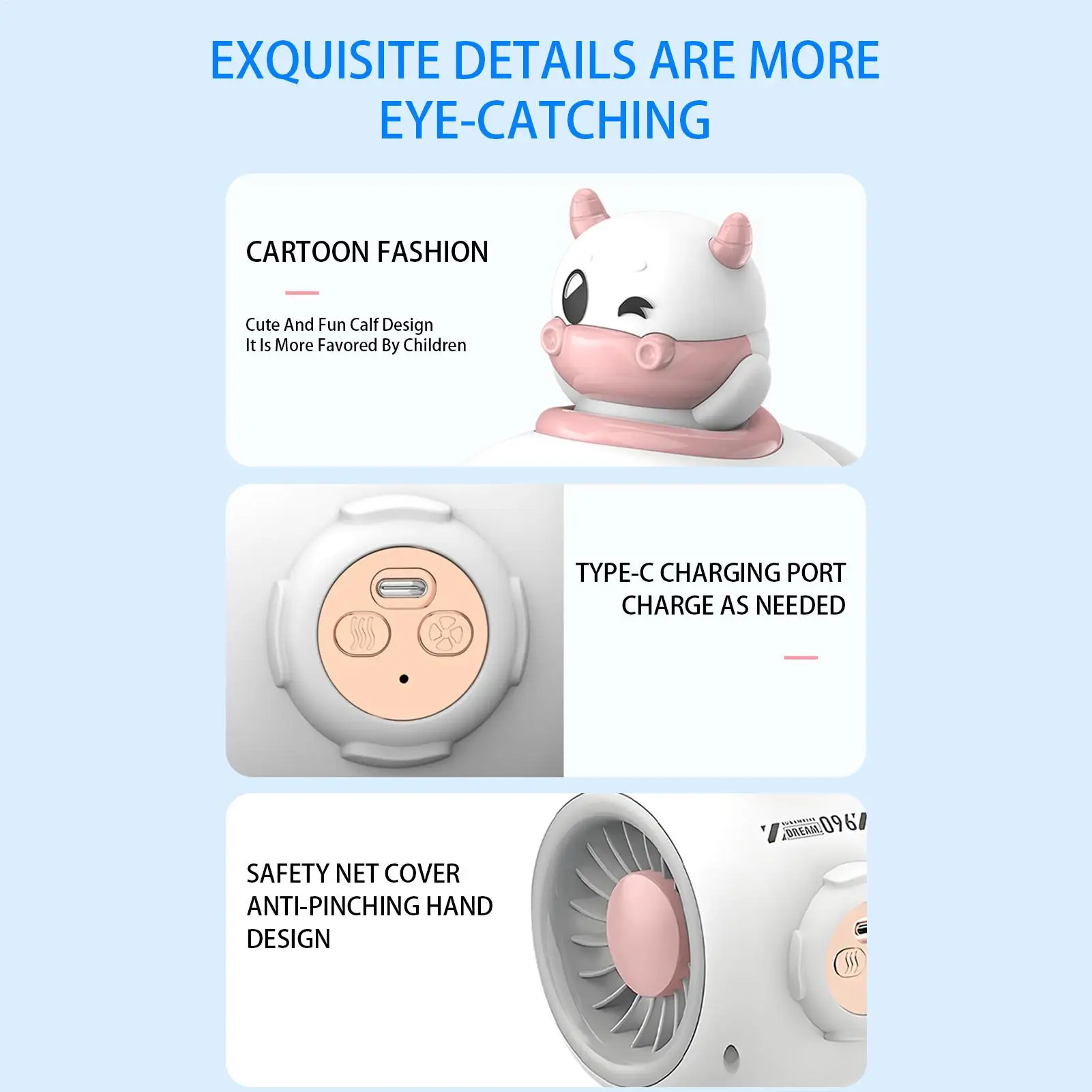 Stroller Misting Fan Clip Fan For Stroller Three Speed USB Charging Cooling Tool For Shopping Camping Car Seat Outdoor Travel view 5