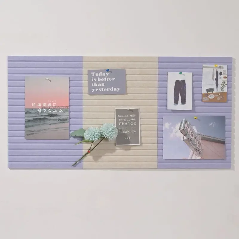 Korean Style Felt Board Wall Stickers with Vertical Stripes Home Decor Self Pasting Message Photos Wall Decoration 30cm Square