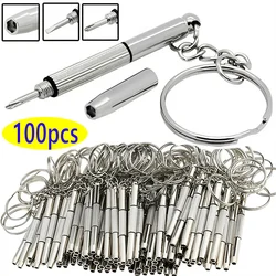 100/5pcs Glasses Screwdriver Eyeglass Screwdriver Watch Repair Kit with Keychain Portable Hand Tools Precision Screwdriver Tools