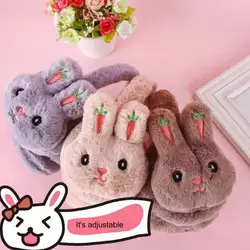 Kawaii Rabbit Earmuffs 2024 Autumn Winter Girl Earmuffs Cute Carrot Embroidery Bunny Earflap Earmuffs Plush Foldable Ear Warmers