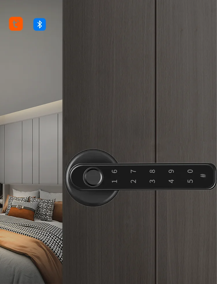Smart Lock with Five in One Unlocking Mode for Indoor Wooden Door,Tuya Electronic Lock for Keyless Entry
