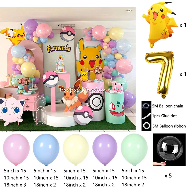 Liebliches Pikachu-Themen-Ballon-Dekorationsset Cartoon-Folienballons Blitzballon-Set Kindergeburtstags-Party-Deko-Zubehör – Detail 34
