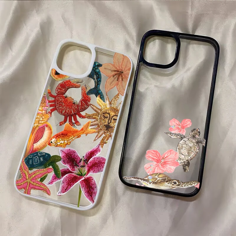 Cute Sea Turtle Floral Phone Case for Redmi 14C 13C 12C 4G Xiaomi Redmi Note 14 13 12 10 9 11 Pro Plus 5G Clear Shockproof Cover - view 5