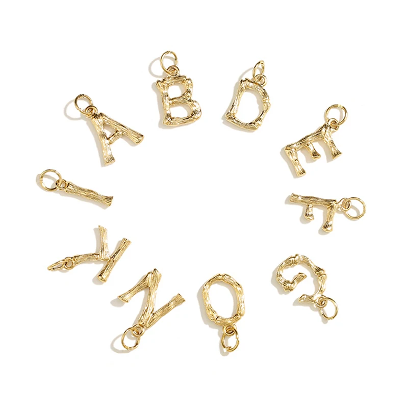 Visunion 10PCS Initial Charms Stainless Steel Artistic Alphabet Pendant for Making Necklace Bracelet Women's Jewelry Wholesale