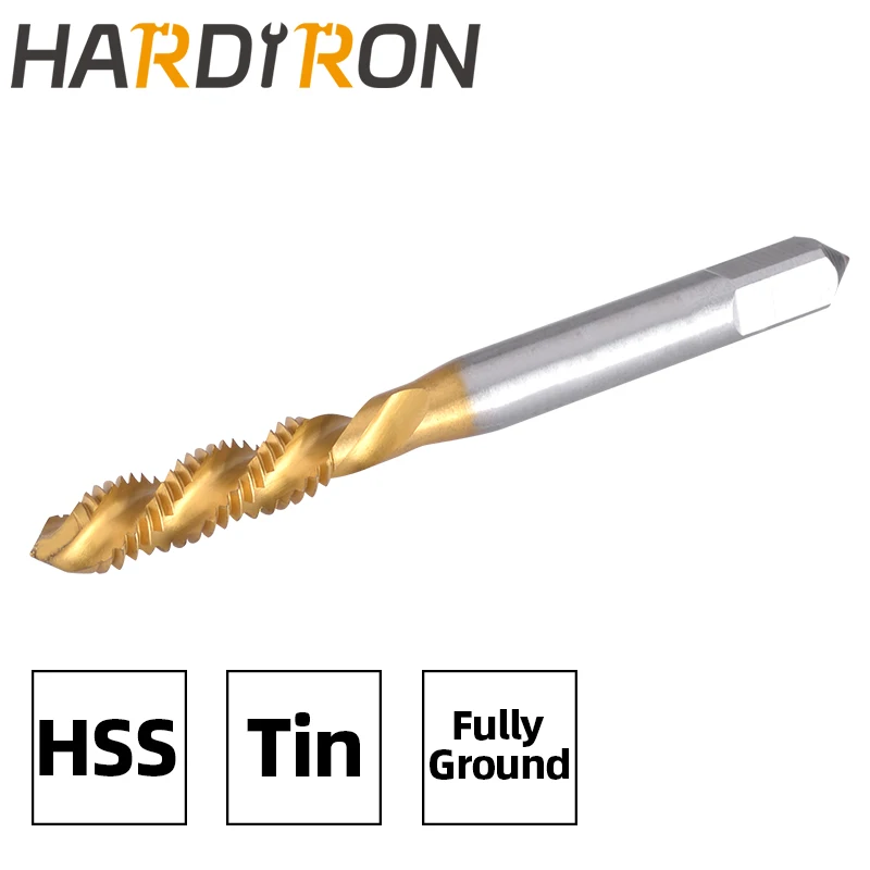 Hardiron M2.5x0.45 Спиральный канавточный метчик, титановое покрытие из быстрорежущей стали M2.5x0.45 Резьбовой метчик со спиральной канавкой