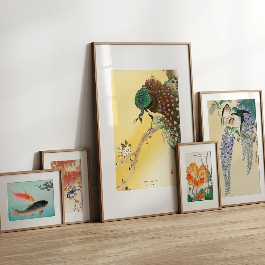 

Songbird On Blossom Branch Swallow Fish Wall Art Nordic Posters Abstract Pictures For Living Room Decor Canvas Prints Painting