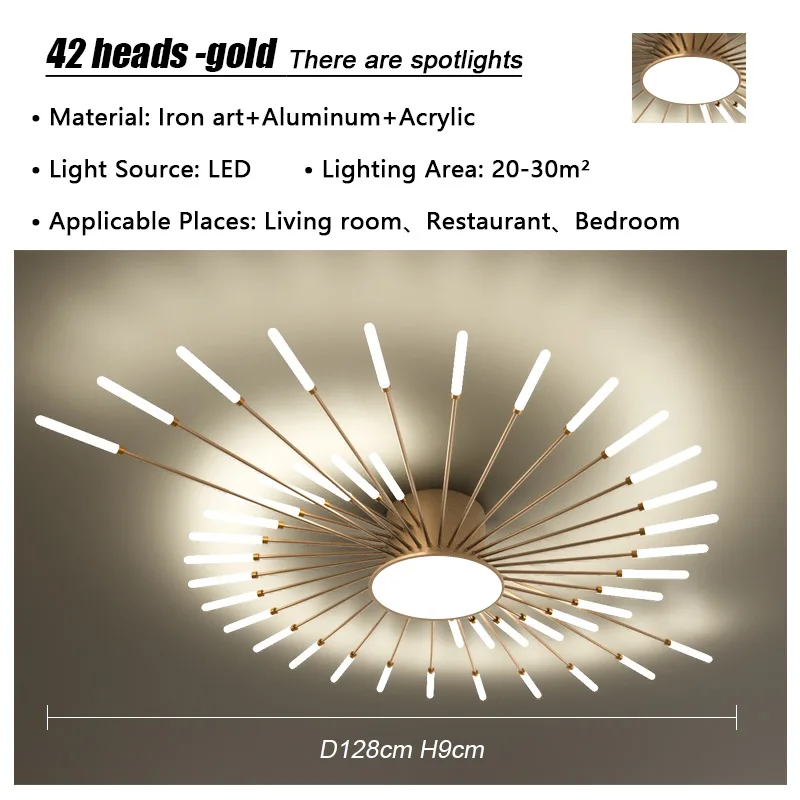 VIGOUS Modern Creative LED Ceiling Light Gold Black 4