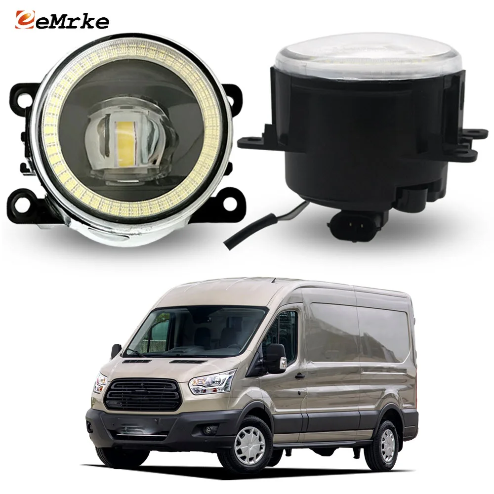 Upgrade Led Fog Lights Assy. for Ford Transit 4 MK IV V363 2014 2015 2016 2017 2018 Angel Eyes DRL Car PTF 30W with Clear Lens