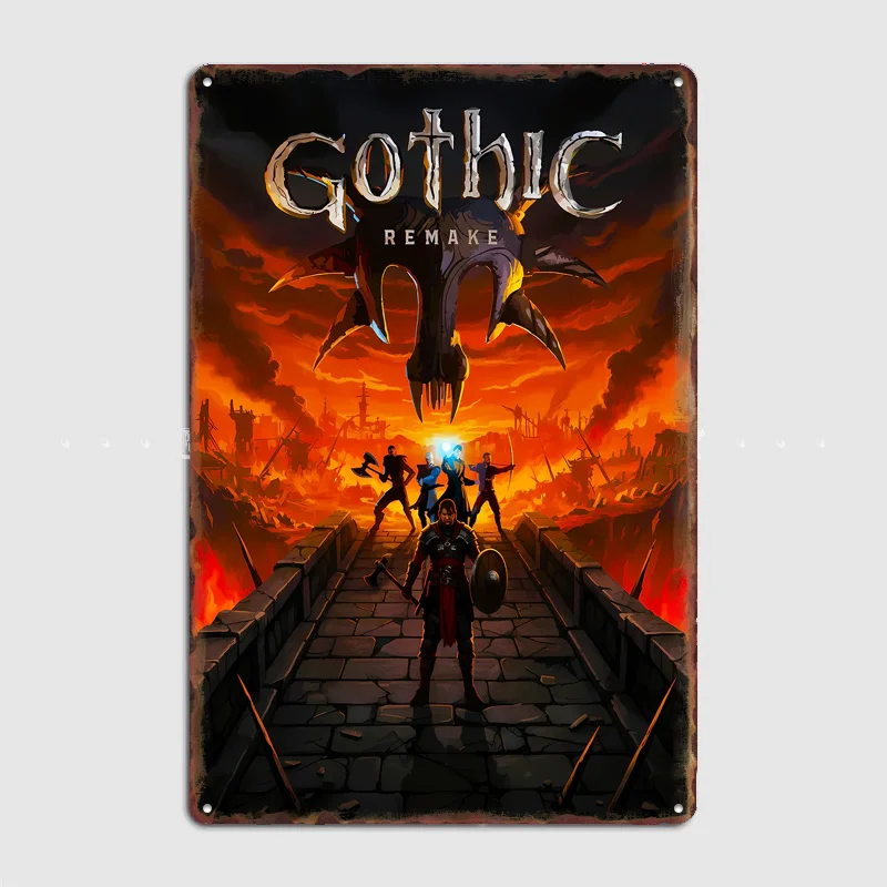Gothic Remake Game Cover Art Vintage LOGO Posters Metal Sign Indoor Poster Bar Bedroom Wall Home Decor Room Decoration