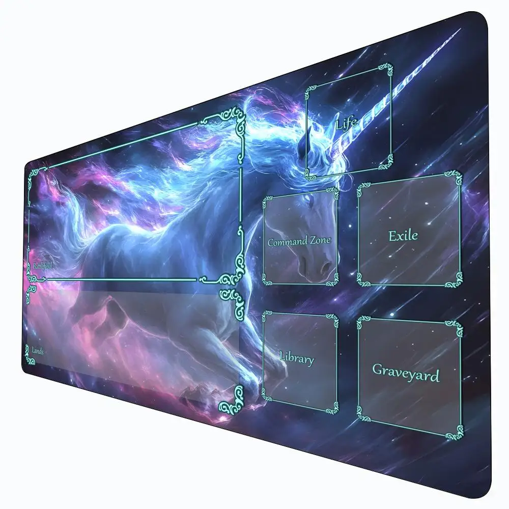 

Fantasy Starry Sky Dragon and Unicorn MTG Playmat Magic Card Battle Mat Non-Slip Durable Commander playmat tapete magic mtg