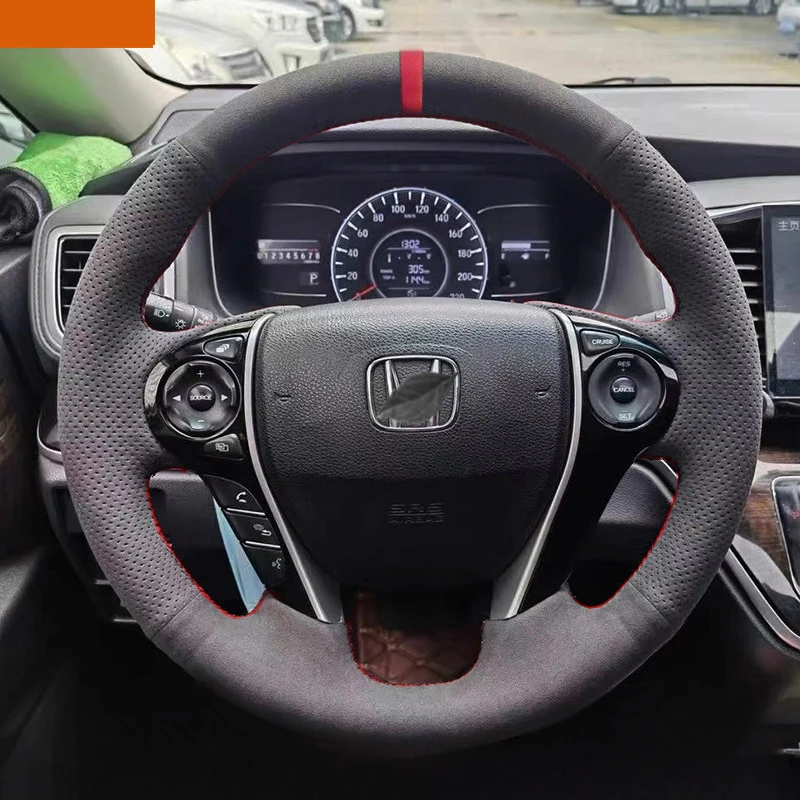 

Чехол на руль из замши ручной работы для Honda Accord 9 (2013-2016), Odyssey (2015-2021), Pilot (2015), Ridgeline (2016) – Аксессуар для интерьера автомобиля