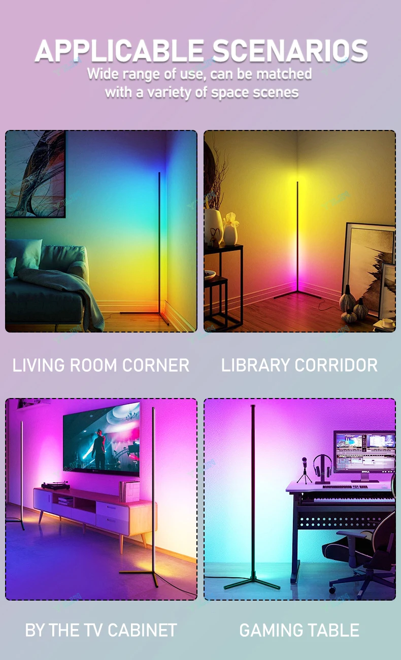 Upgrade 145/180CM Smart Floor Lamp RGBIC Tuya Smart APP Remote Control Nordic Stand Floor Mood Light For Game Room Decoration