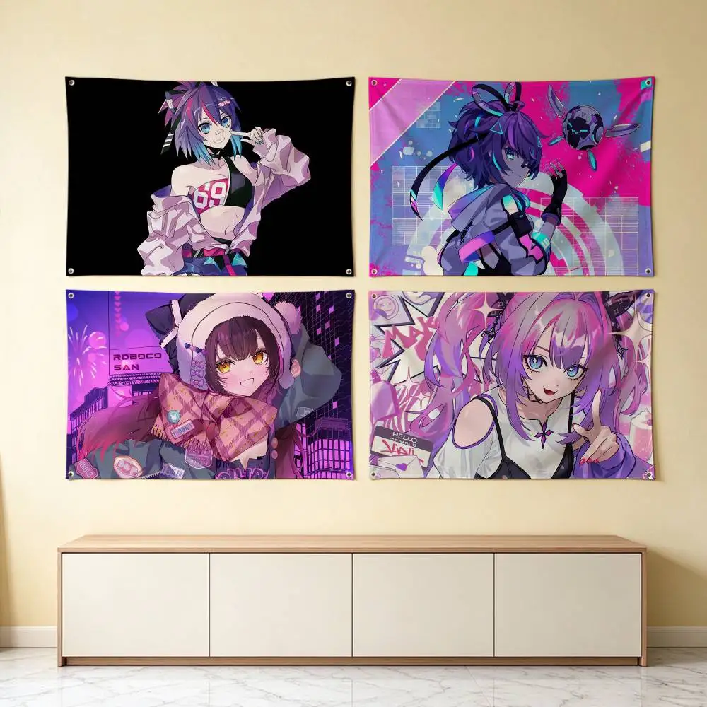 Vtuber P-Projekt M-Melody  Flag Suitable For Party Club Outdoor Interior Wall Decoration Banner Fans Gift