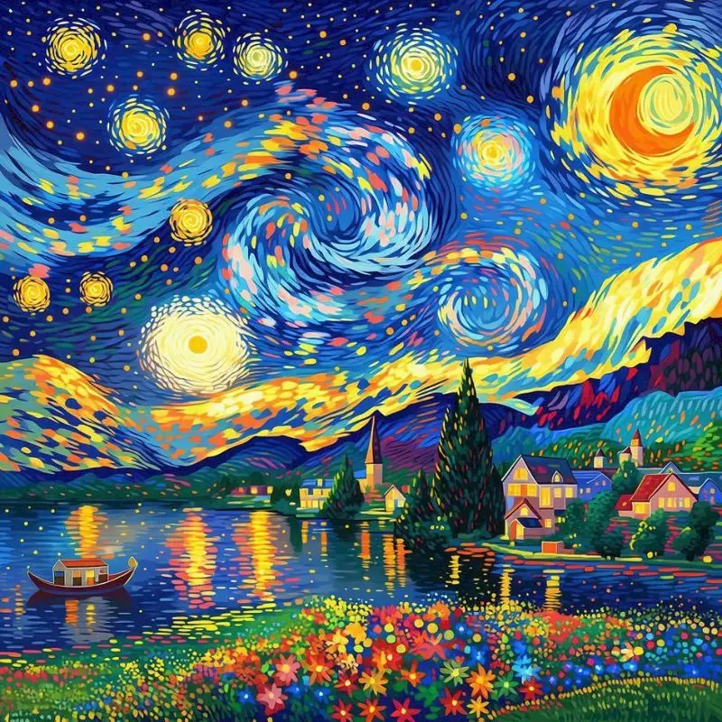 

GATYZTORY Starry Sky Painting By Numbers Arts and Crafts Picture Paint Scenery Painting Numbers Paint Kit Diy Gift
