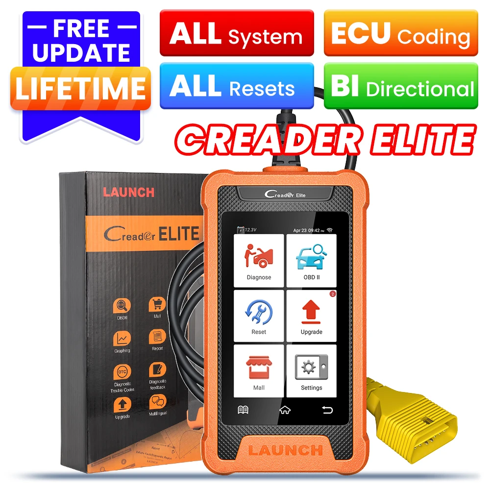 LAUNCH X431 Creader Elite For BENZ for BMW for AUDI Diagnostic Tools Full System TPMS 31+ reset Function ECU Coding OBD2 Scanner