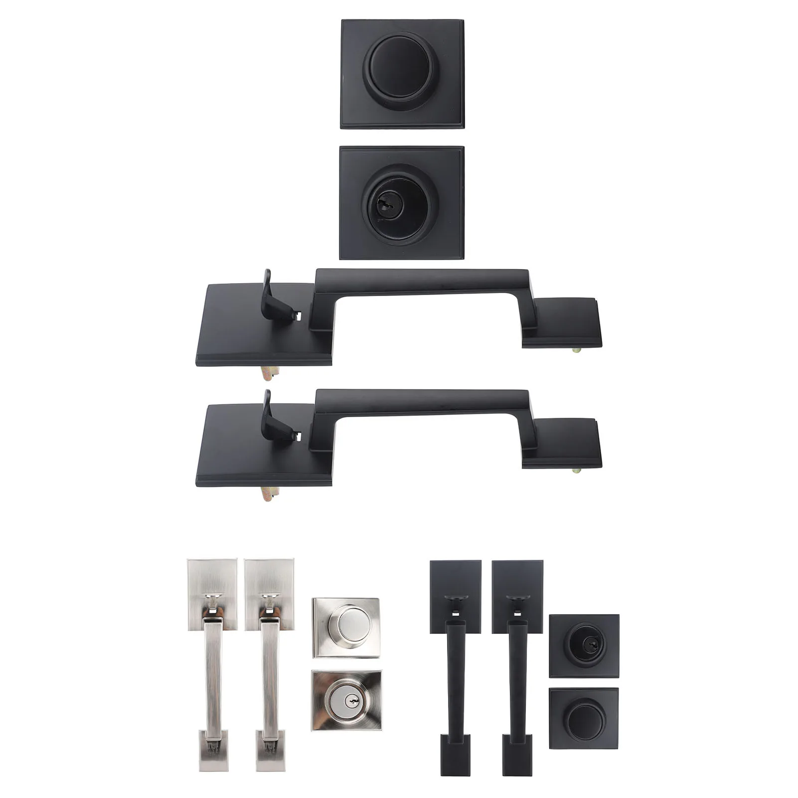 Door Handle Set Double Door Handle Set Hole Spacing Adjustable Heavy Duty Modern  Double Front Door Handle Set