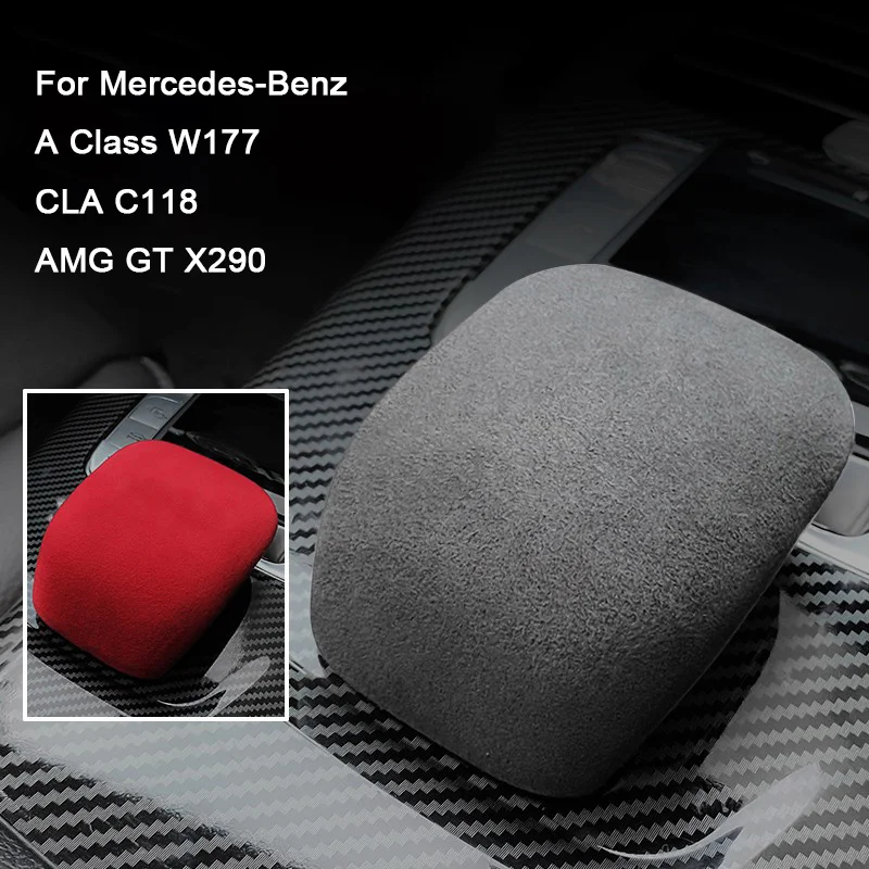 

For Mercedes Benz A Class W177 CLA C118 AMG GT X290 2019 2020 2021 2022 2023 2024, Super Suede Gear Shift Cover Knob Trim Lever