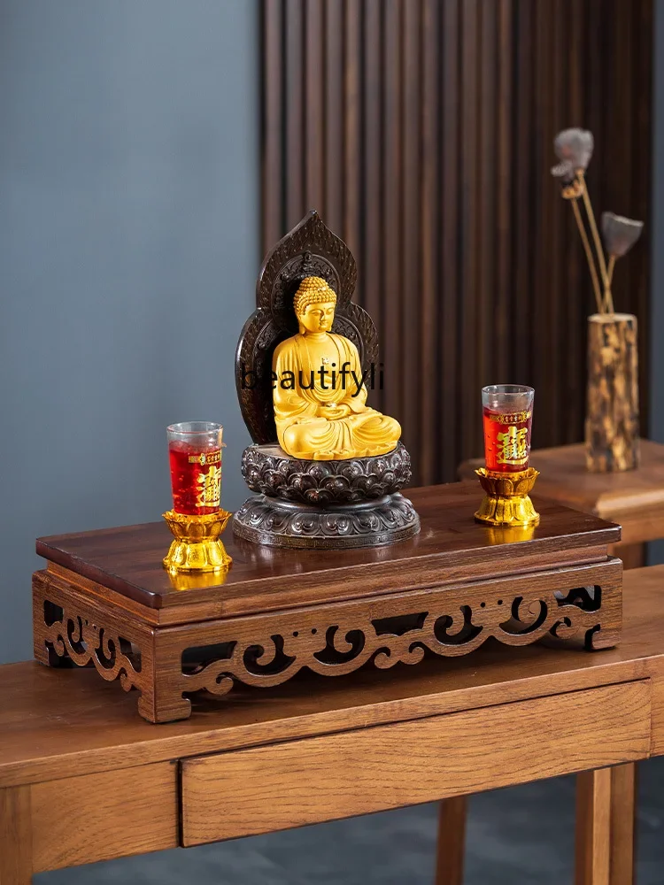 Small Incense Burner Table Buddha Shrine Desktop Height-Increasing Buddha Statue for Pedestal Altar Head Case Prayer Altar