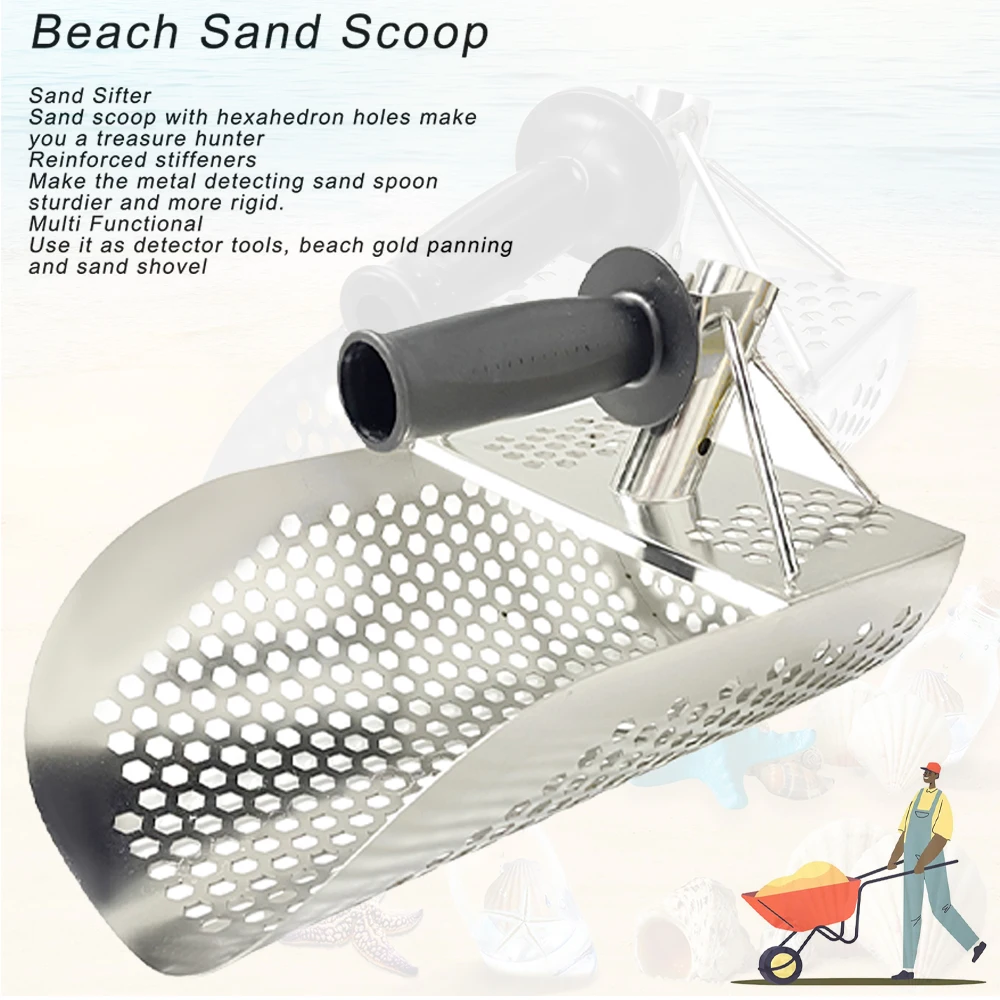 

Совок для песка, металлоискатель, охотничий инструмент, детектор из нержавеющей стали, шестигранные отверстия, лопата для охоты за сокровищами, инструмент