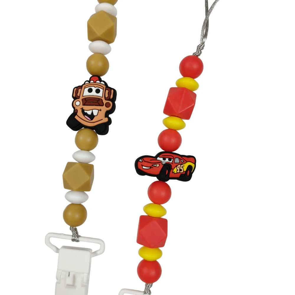1 шт., силиконовые бусины ручной работы, подвеска, гоночные автомобили, зажимы для соски, цепочки, держатель, прорезыватель, цепочка против потери