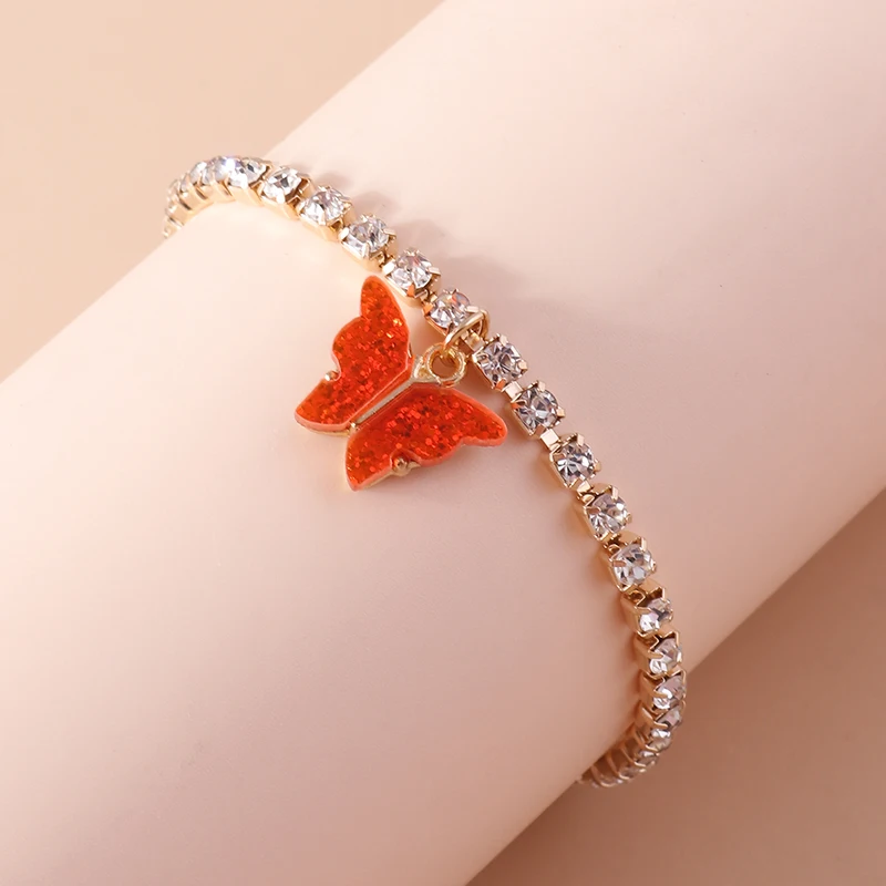 Aihua Neue Glänzende Kubische Tennis-Ketten-Schmetterlings-Armbänder für Frauen Sommer Strand Verstellbare Armbänder Geburtstagsparty-Schmuck – Detail 2