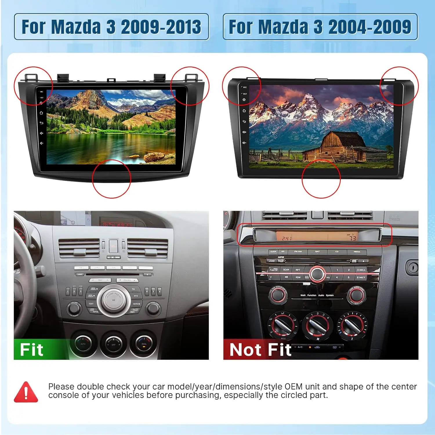 Автомобильное радио Android для Mazda 3 2009-2013, 9-футовый сенсорный экран IPS с беспроводным CarPlay, Android Auto, Bluetooth, GPS, Wi-Fi, резервное копирование C