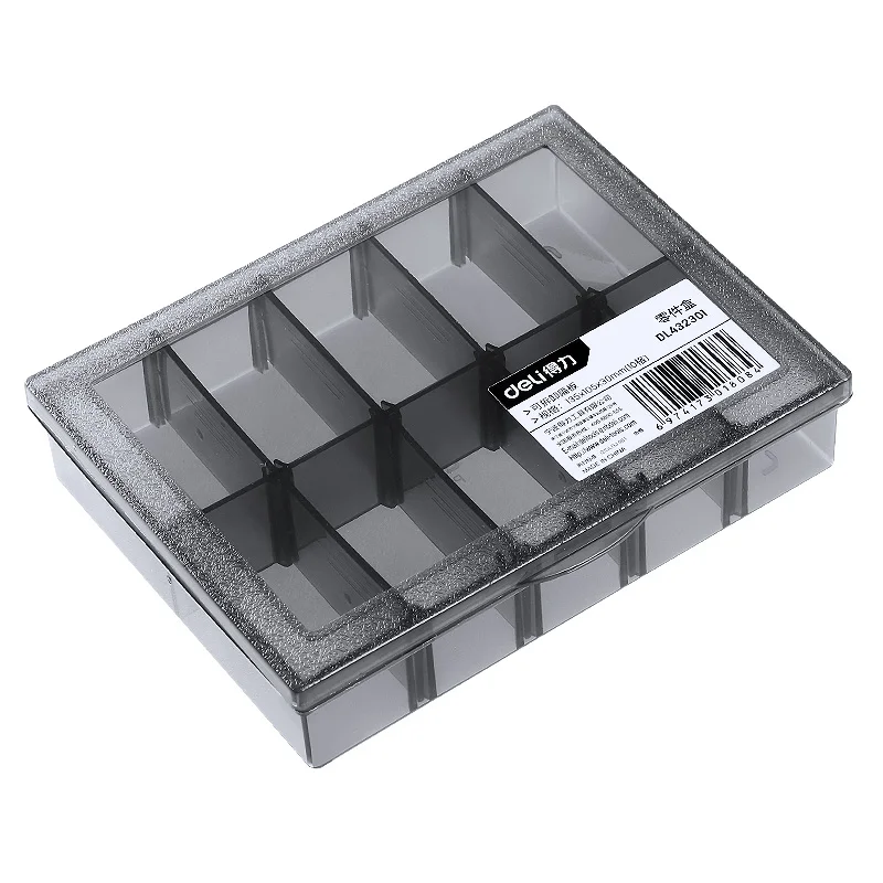 DELI 1 PCS Plastic Storage Boxes Slots Adjustable Packaging Transparent Tool Case Screw Craft Jewelry Accessories Organizer Box