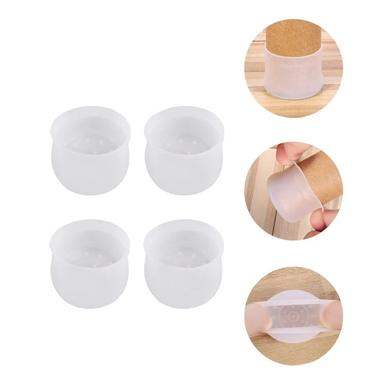 4pcs Plastic Round Caps Protection Gasket Silicone Furniture Leg Protection Cover Anti-slip Table Legs Dust Seal End Cover Caps