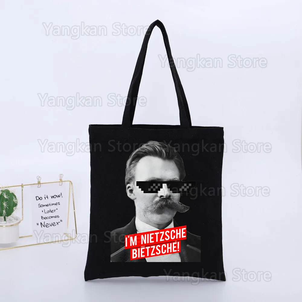 

God Is Dead Friedrich Nietzsche Nihilist Canvas College Ulzzang Korean Black Large Capacity Casual Fashion Shoulder Bags