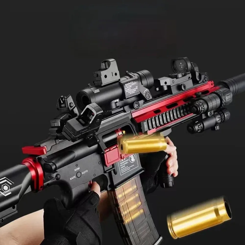 Pistola de balas suaves de carcasa M416 de disparo continuo eléctrico, juguete para juegos de tiro al aire libre, modelo de Rifle de asalto, regalo de Navidad para niño