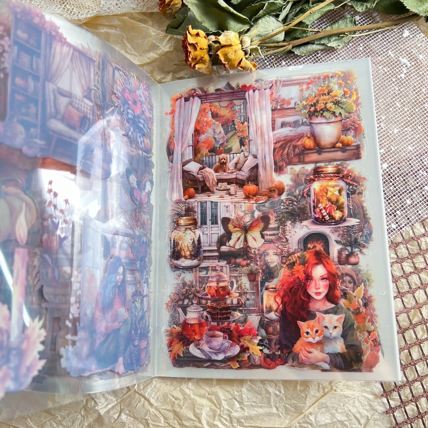 20 枚のヴィンテージ PET ステッカー スクラップブッキング用の本 レトロアートクラフト用品 DIY プロジェクトやプランナー用のクリエイティブステッカー