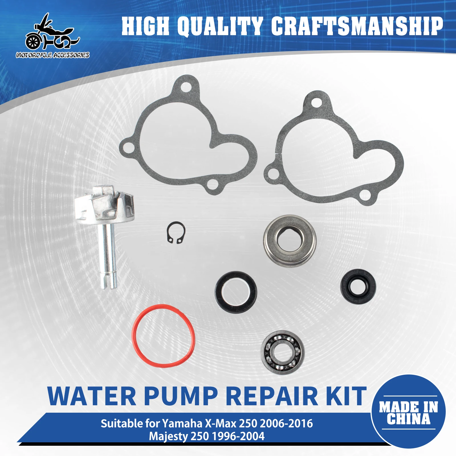 SJ Water Pump Repair Kit For Yamaha X‑Max 250 06‑16 Majesty 250 96‑04 MBK Skyliner 250 Malaguti Madison 250 Aprilia Leonardo 250