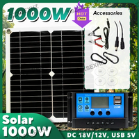 1000W Solar Panel 12V Solar Cell 10A-100A Controller Solar Plate Kit For Phone RV Car Caravan Home Camping Outdoor Battery