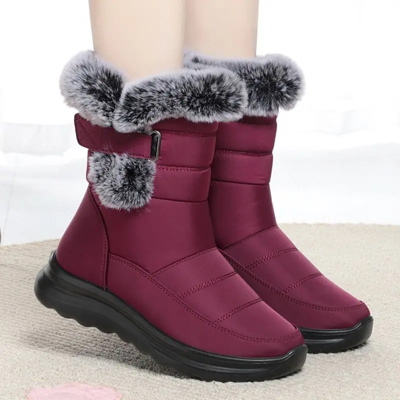 

Winter Snow Boots Women's Mid-calf Boots Waterproof Non-slip Cotton Flat and Thick Warm Shoes Botas De Invierno Para Mujer