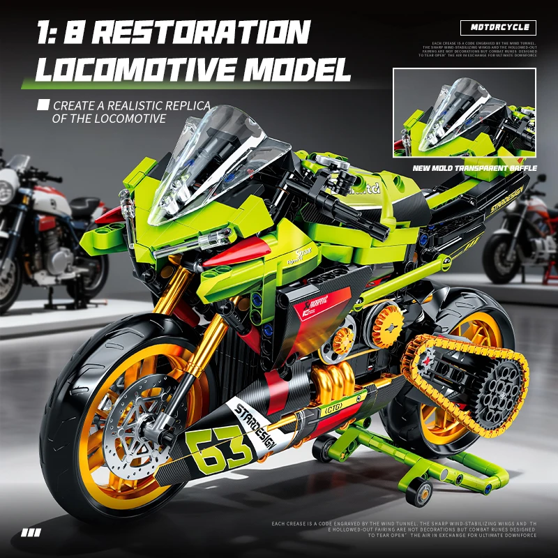 

MOC1:8 Building Blocks Technology Motorcycle Set City Racing Motorcycle Technology Building Blocks Toys Holiday Gifts for childr