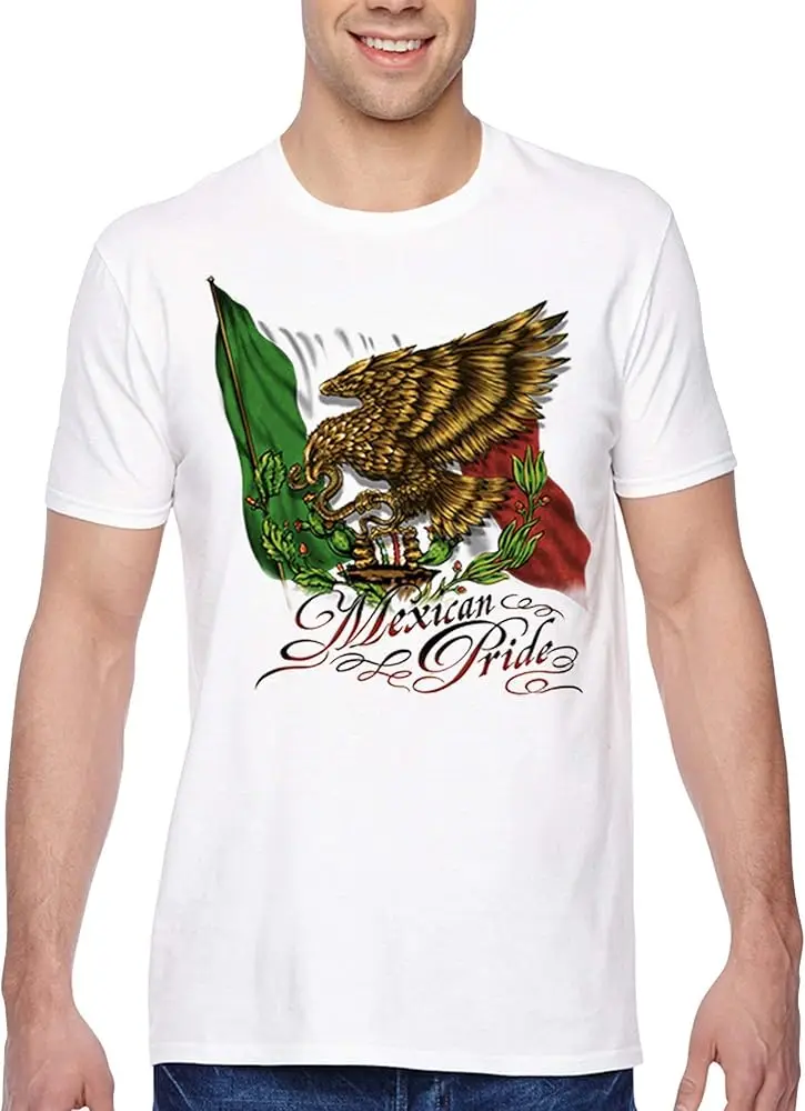 Men's Mexican Eagle Flag La Bandera Crewneck Short Sleeve T-Shirt Y2K tops Unisex Summer Short Sleeve