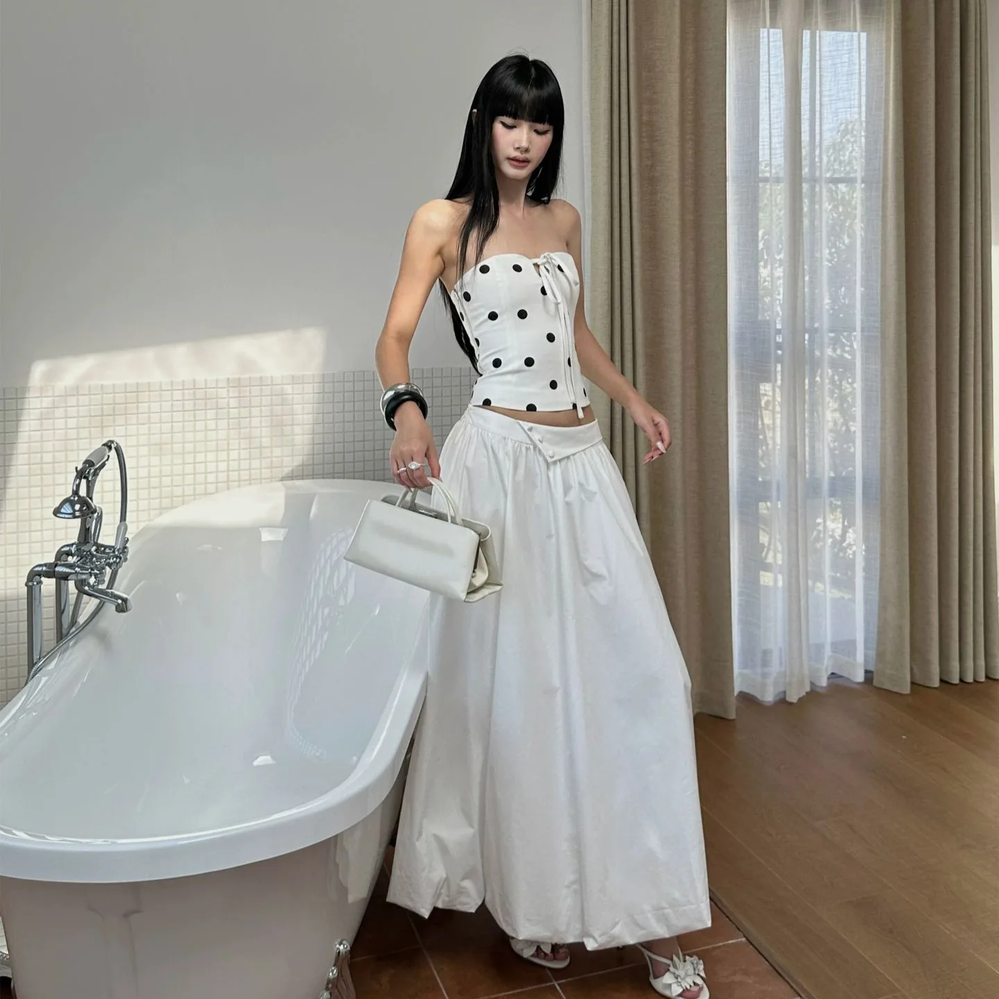2026 Summer New Sweet and Spicy Style Retro Polka Dot Tube Top Female Slim and Thin Versatile Short Top