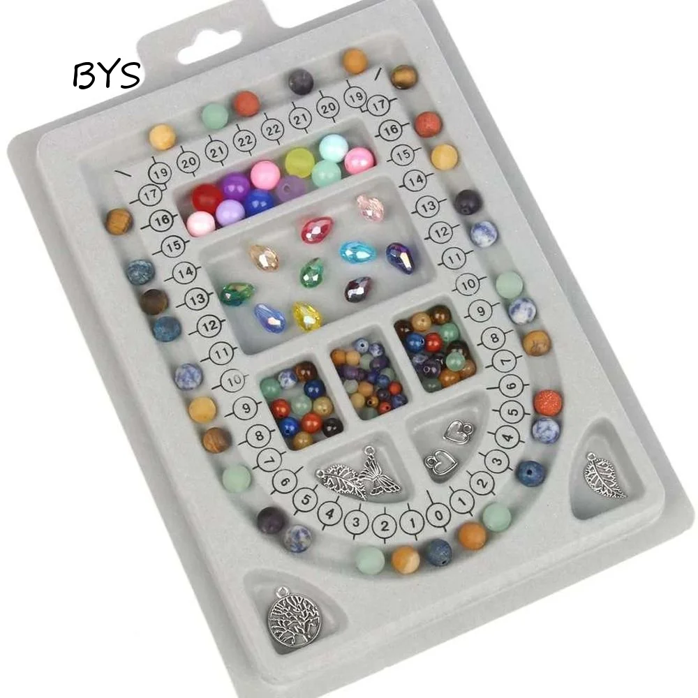 Tray Necklace Beading Tray Resin Multi-functional DIY Necklace Tool Gray Flocked Bead Board Jewelry Design Tool Measuring Tool
