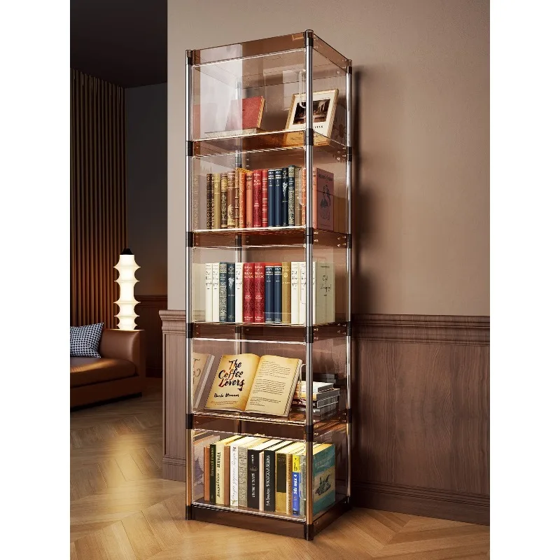 Bookshelf Stainless steel figure display cabinet Dust-proof floor display shelf