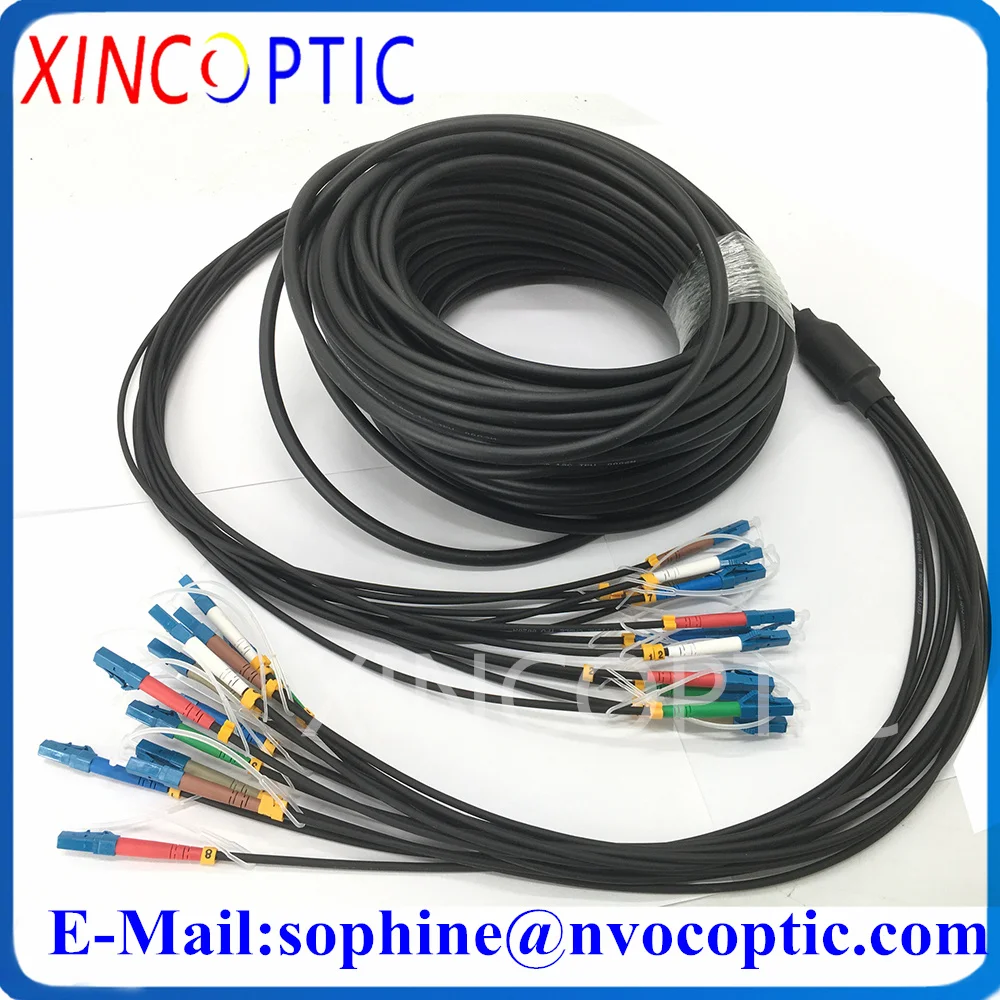 12C Armored Patch Cord,12Core 12Strands Single Mode G657A1 80M Outdoor LC/ST/FC/SC LSZH/TPU 6.0mm Fiber Optical Cable Connector