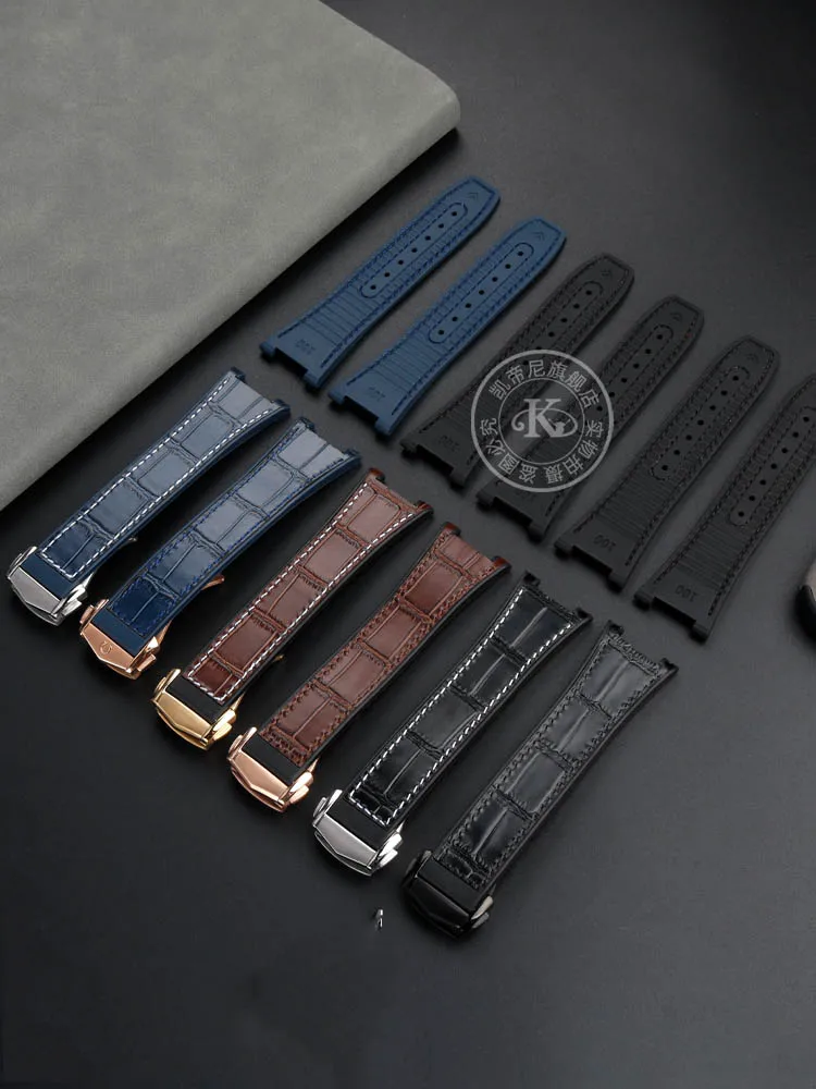 For Omega Star watchband Manhattan cowhide Observatory 131.33 Rubber bottom men watch strap 25mm Concave 14mm steel buckle band