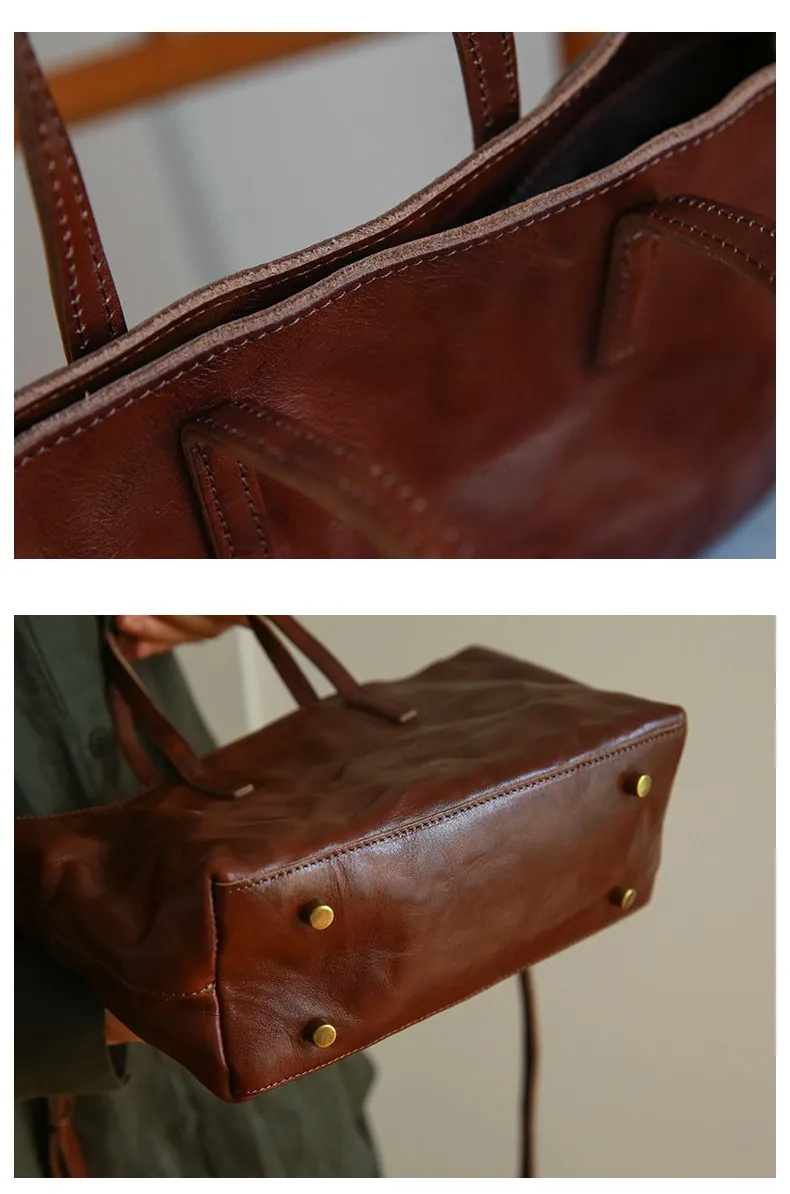 PNDME lässige, handgefertigte Vintage-Handtasche aus Rindsleder, erste Schicht, Damenhandtasche, schlicht, modisch, luxuriös, aus echtem Leder, Damen-Umhängetasche. – Detail 5