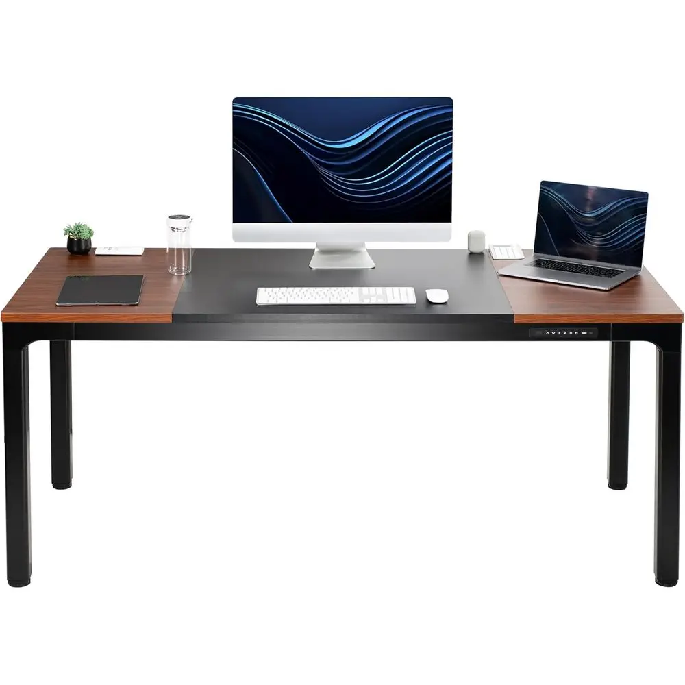 

71 x 30 Adjustable Electric Stand-Up Desk, 4-Leg Quad Motor, Black & Walnut Top, Desk Kit