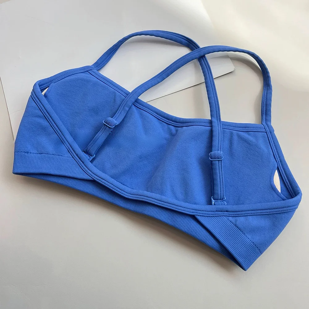 Damen-Sport-BH mit überkreuztem Rücken, stoßfest, gerafft, sexy Gym-Lauf-BH, Sommer-Yoga-Weste, bequeme Outdoor-Fitnesskleidung – Detail 5
