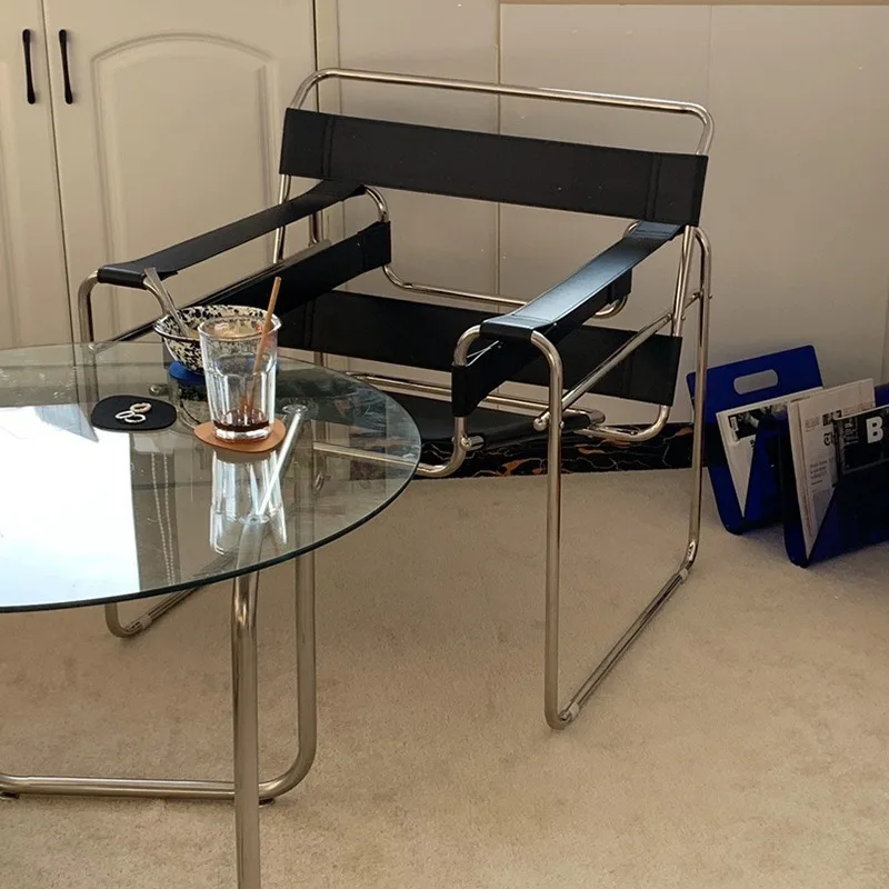 Vasily chair - vintage designer stainless steel INS Bauhaus style chair for vintage photography